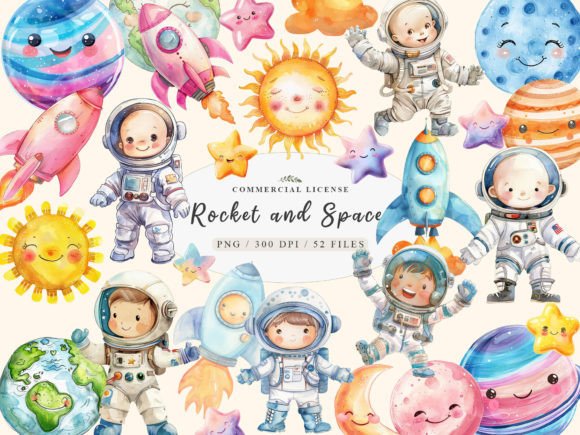 Download Watercolor Astronaut Clipart, Space PNG - Color Collection