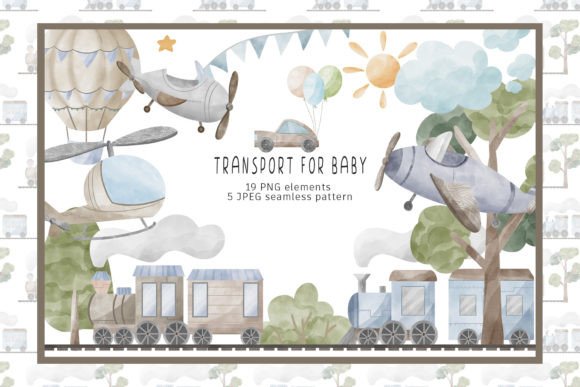 Download Watercolor Transport for Baby Clipart - Color Collection