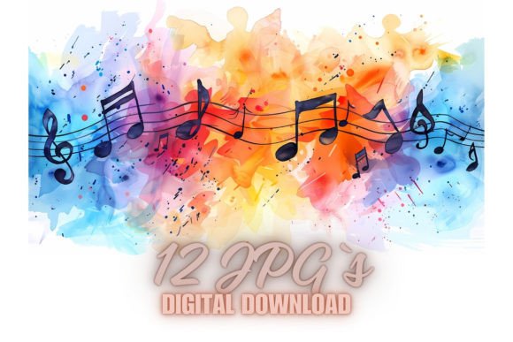 Download Musical Notes Watercolor, JPG 7S-23 - Color Collection