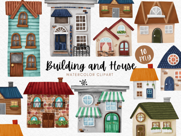 Download Building and House Watercolor Clipart - Color Collection