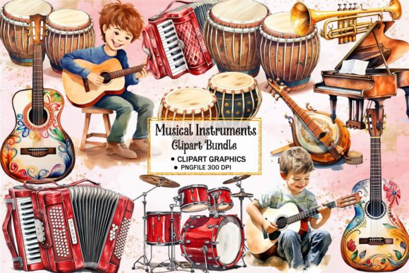 Download Musical Instrument Watercolor Clipart - Color Collection