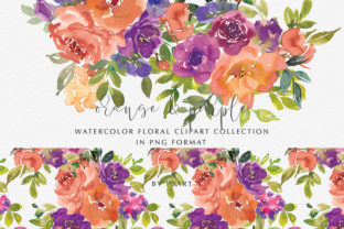 Download Orange &amp; Purple Watercolor Flowers Set - Color Collection