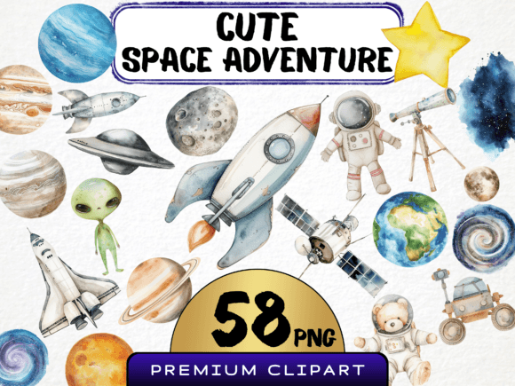 Download Watercolor Cute Space Clipart - Color Collection