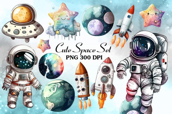 Download Space of Astronaut Watercolor Clipart - Color Collection