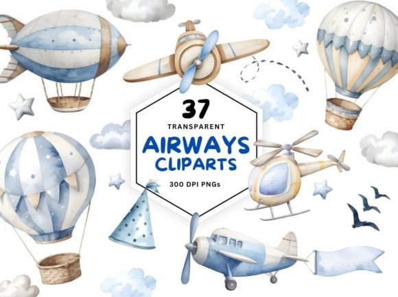 Download Air Transport Watercolor Clipart PNG - Color Collection