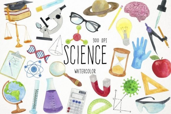 Download Watercolor Science Clipart, Laboratory - Color Collection