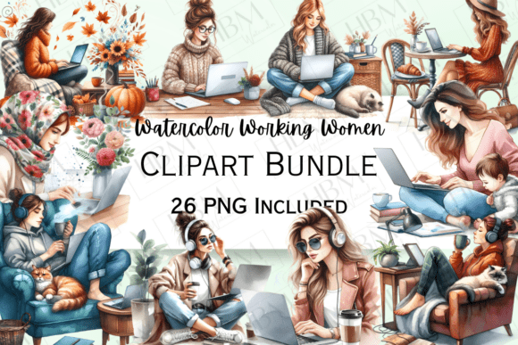 Download Watercolor Working Women Clipart - Color Collection