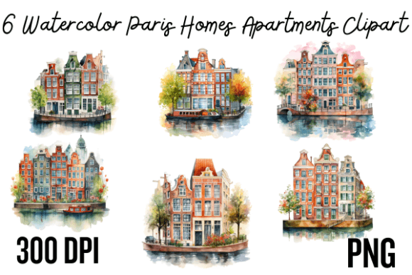 Download Watercolor Paris Home Apartment Clipart - Color Collection