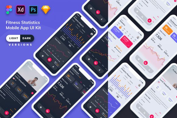 Download Fitness Statistics MobileApp Light&amp;Dark - Statistics Collection